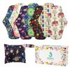 Reusable Menstrual Pads (7 in 1, 10in*7in), PHOGARY Bamboo Cloth Pad for Heavy Flow with Wet Bag, Large Sanitary Pads Set with Wings for Women, Washable Overnight Cloth Panty Liners Period Pad view 1