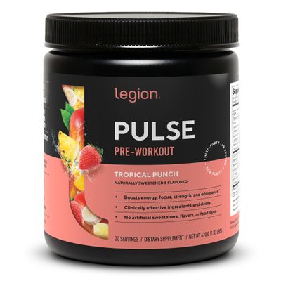 LEGION Pulse Pre Workout - All Natural Nitric Oxide Preworkout Drink to Boost Energy, Creatine Free, Naturally Sweetened, Beta Alanine, Citrulline, Alpha GPC (Tropical Punch)