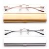 2 Pack Compact Reading Glasses in Tube Slim Rimless Reader in Aluminum Case view 1