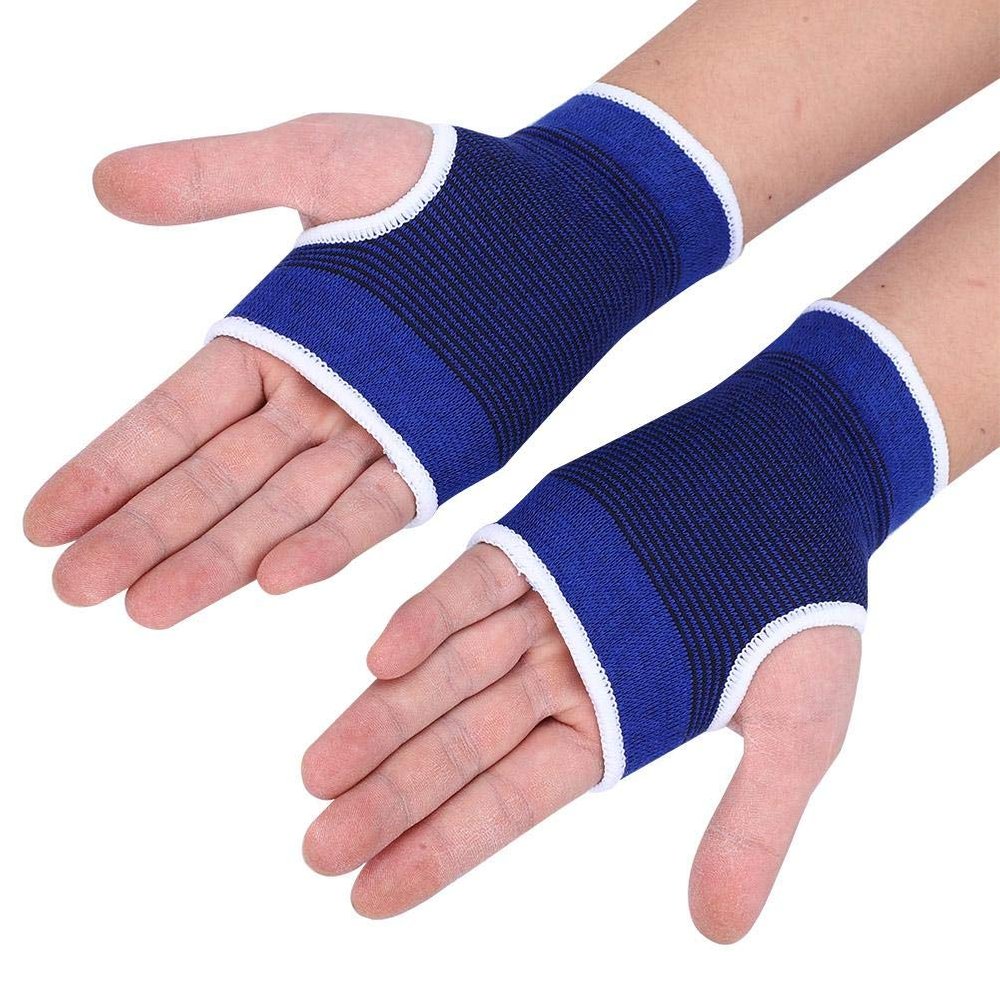 1Pair Wrist Brace, Elastic Wristband Wrist Palm Brace Carpal Tunnel Hand Compression Support Wrap Basketball Football Sports Gym Protector (Blue) Elastic Palm Support