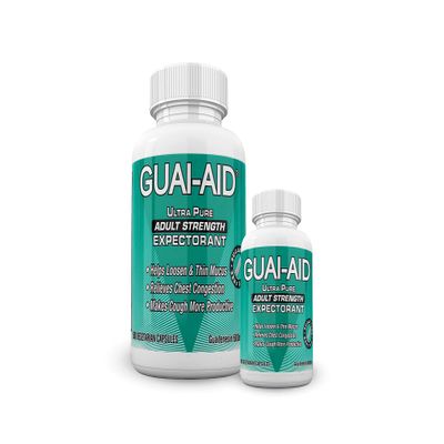 GUAI-AID 600 600mg Ultra-Pure Guaifenesin Veg. Capsules (Includes 100 Size Bottle) for Adult Strength All-Day Mucus Relief