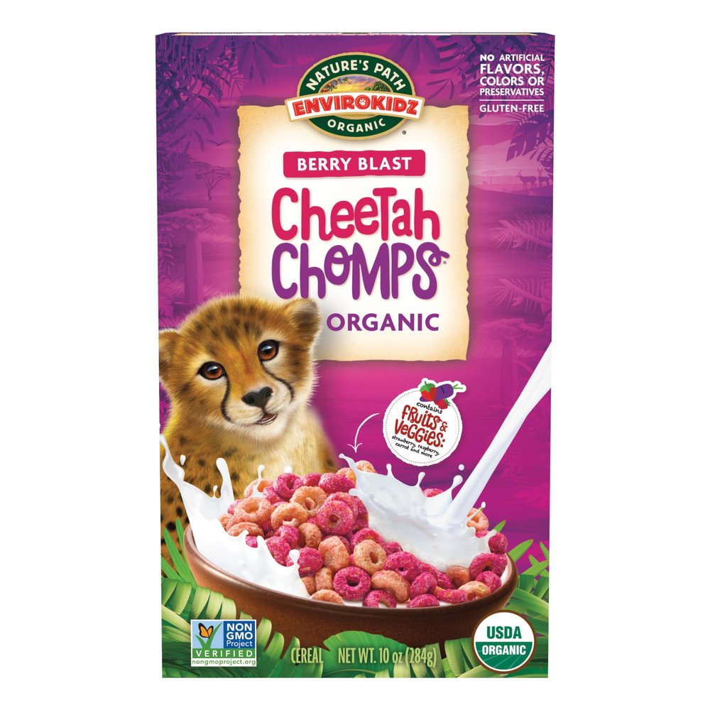 EnviroKidz Organic Cheetah Chomps Cereal, 10 oz (Pack of 1), Berry Blast, Gluten Free, Non-GMO, by Nature's Path