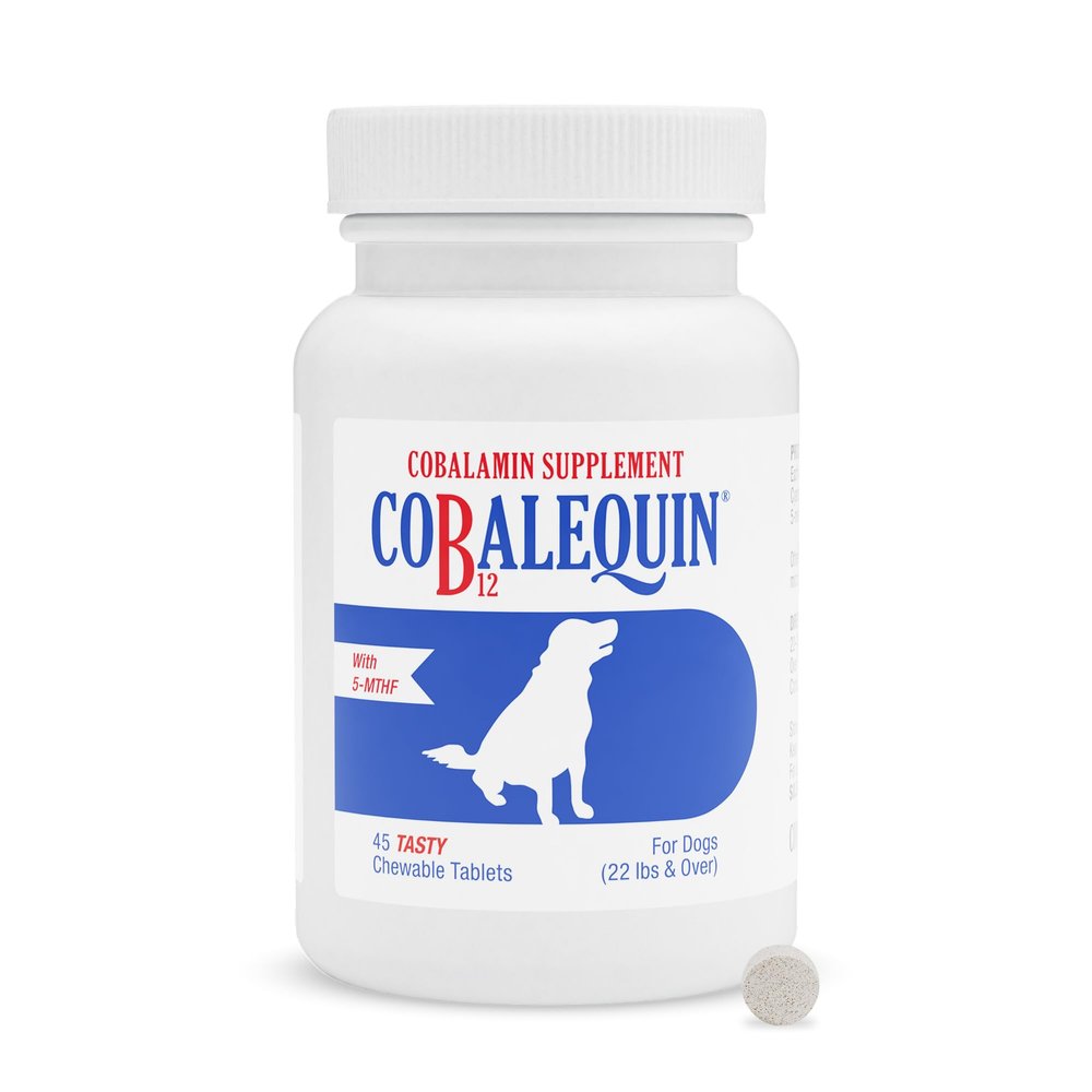 Nutramax Laboratories Cobalequin B12 Supplement for Medium to Large Dogs, 45 Chewable Tablets, Hydrolyzed Chicken, 2.08 ounces