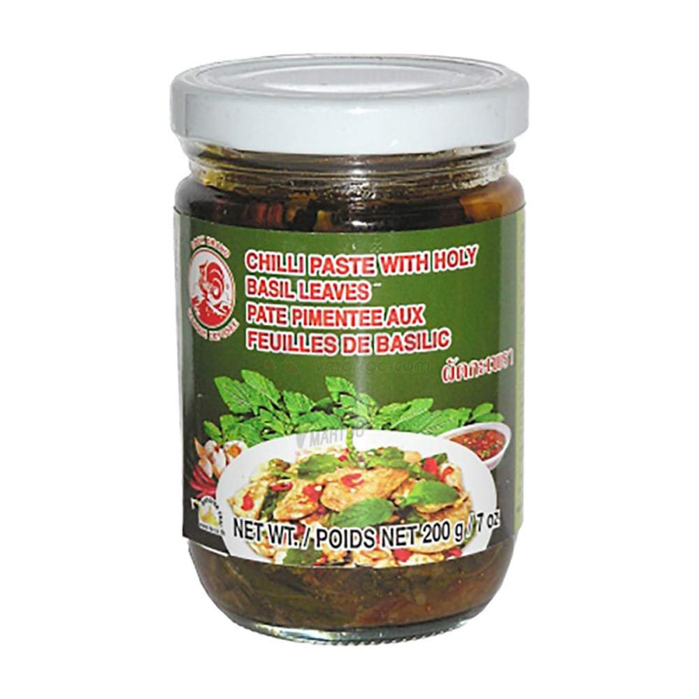 Cock Brand Chili Paste with Holy Basil Leaves 8 oz - Pack of 1