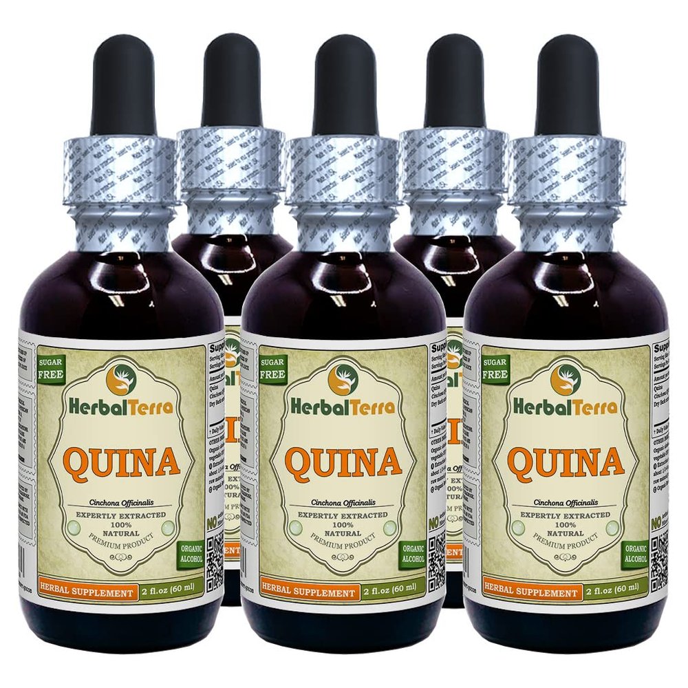Quina (Cinchona Officinalis) Tincture, Dried Bark Liquid Extract (Brand name: HerbalTerra, Proudly made in USA) 5x2 fl.oz (5x60 ml)