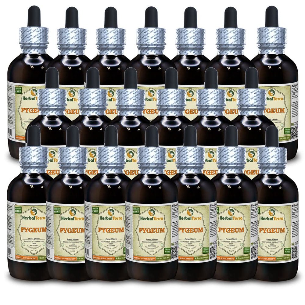 African Cherry Pygeum (Prunus Africana) Tincture, Organic Dried Bark Liquid Extract (Brand Name: HerbalTerra, Proudly Made in USA) 20x4 fl.oz (20x120 ml)