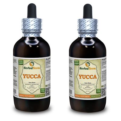 Yucca (Yucca Glauca) Tincture, Dried Roots Liquid Extract (Brand Name: HerbalTerra, Proudly Made in USA) 2x4 fl.oz (2x120 ml)