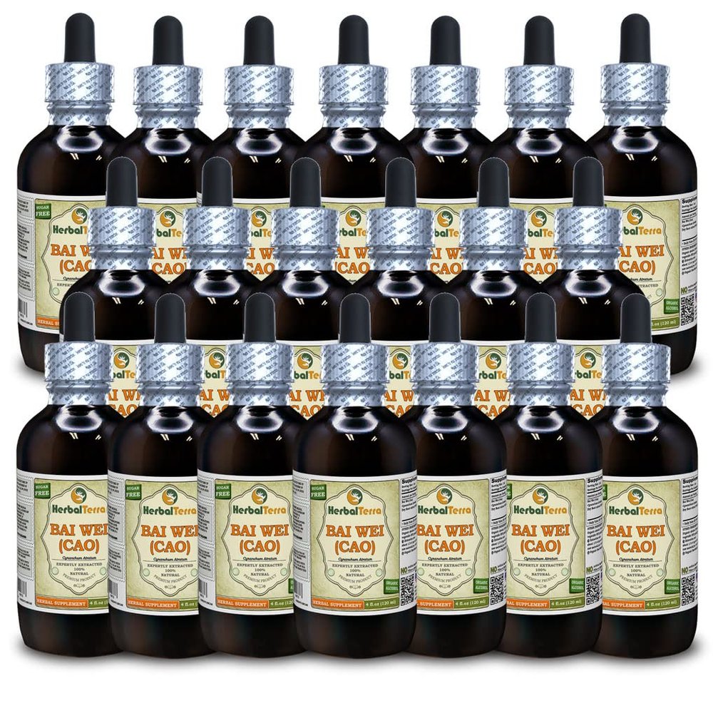 Bai Wei (Cao) (Cynanchum atratum) Tincture, Dried Roots Liquid Extract (Brand Name: HerbalTerra, Proudly Made in USA) 20x4 fl.oz (20x120 ml)