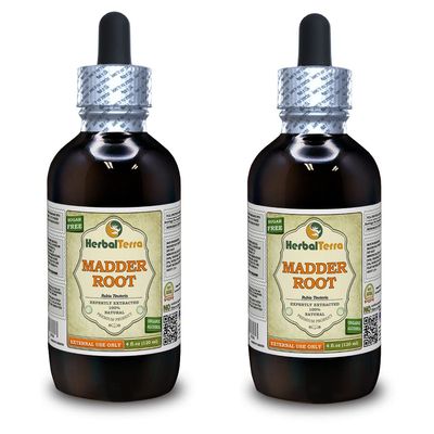 Madder Root (Rubia Tinctoria) Tincture, Dried Roots Liquid Extract (Brand Name: HerbalTerra, Proudly Made in USA) 2x4 fl.oz (2x120 ml)