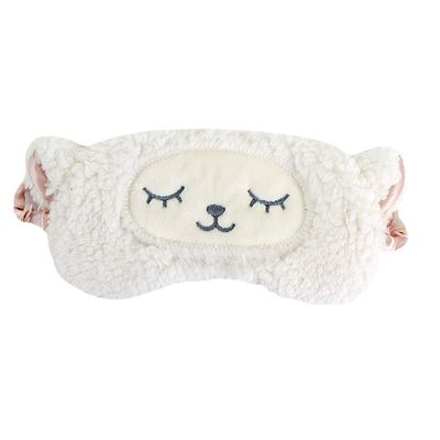 Aisa 3D Sheep Cute Cartoon Design Sleeping Eye Blinder Travel Office Snap Soft Plush Eye Mask White