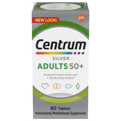 Centrum Silver Adult (80 Count) Multivitamin/Multimineral Supplement Tablet, Vitamin D3, Age 50+