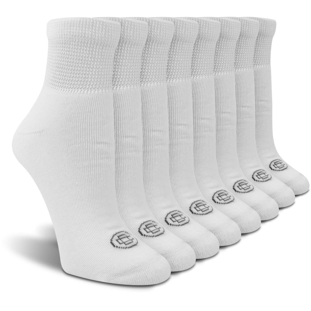 Doctor's Choice Diabetic Socks for Women, Non-Binding, Circulatory, Cushioned Support, Soft Stretch, Breathable Fabric, Comfortable Neuropathy Socks for Women, 4 Pairs, 9-11 Medium - (White)