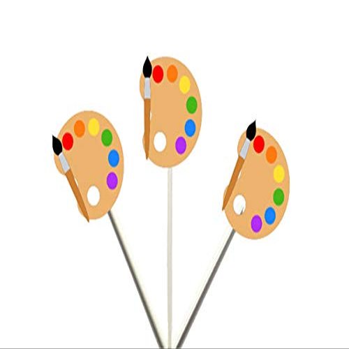 12 Count - ART PARTY CUPCAKE TOPPERS, PAINT PALETTE Cupcake Toppers, Paint Party Cupcake Toppers, Art Party Cupcake Toppers, Painting Cupcake Toppers, Paintbrush Cupcake Toppers
