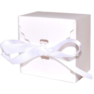 ArtPaperWonders White Party Favor Boxes, Wedding Birthday Boxes with Ribbon