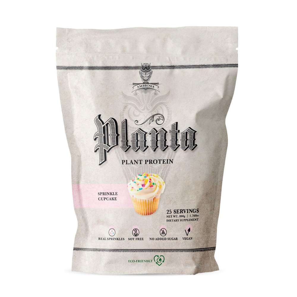 Ambrosia Planta - Plant-Based Protein Powder 20g | Dairy Free Vegan Protein Powder with BCAA Amino Acids | Keto-Friendly, No Added Sugar | 25 Servings | Sprinkle Cupcake