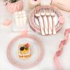 I00000 72 Pcs Rose Gold Dessert Plates 7.5" & 72 Pcs Disposable Forks 7.4", Lace Design Plastic Salad Plate, Plastic Appetizer Plate for all Holidays Perfect for Party & Wedding view 3