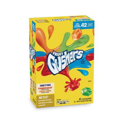 Gushers Strawberry Splash and Tropical Flavors, 0.8 Ounce (42 Count) (Pack of 4)