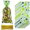 Chuangdi 100 Pack St. Patrick Day Candy Cellophane Bags Irish Shamrock Treat Bags Bulk Saint Patrick's Day green Clear Leprechaun Hat Footprint Goodies Packing for Holiday Party Supplies view 1