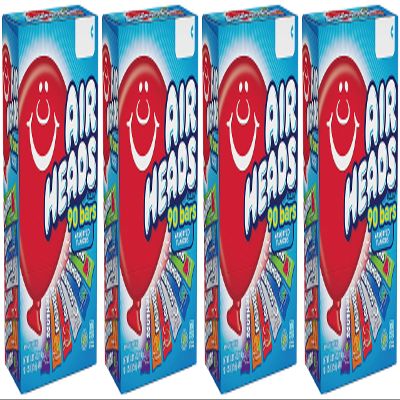 Airheads Bars, Chewy Fruit Candy, Variety Pack, 90 Count (Packaging May Vary) - 4 Pack