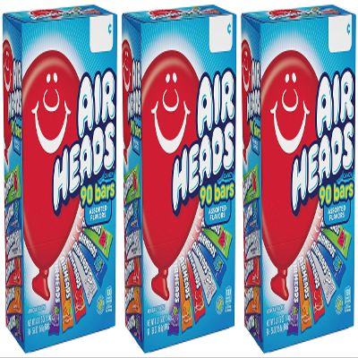 Airheads Bars, Chewy Fruit Candy, Variety Pack, 90 Count (Packaging May Vary) - 3 Pack