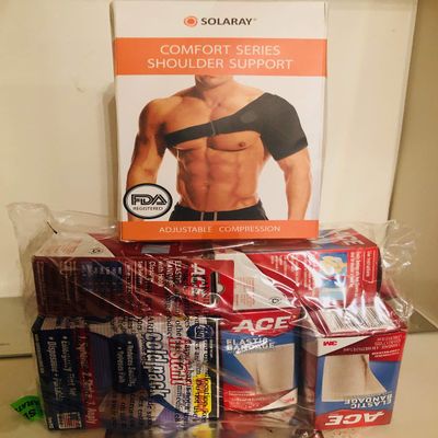 11 Piece Athletic Shoulder Support ACE Bandage KT Elastic Sports Tape Cold Pack Bundle