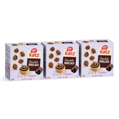 Katz Gluten Free Chocolate Rugelach. Free of Dairy, Soy, Tree Nuts, and Peanuts, Kosher 7oz (3pk)