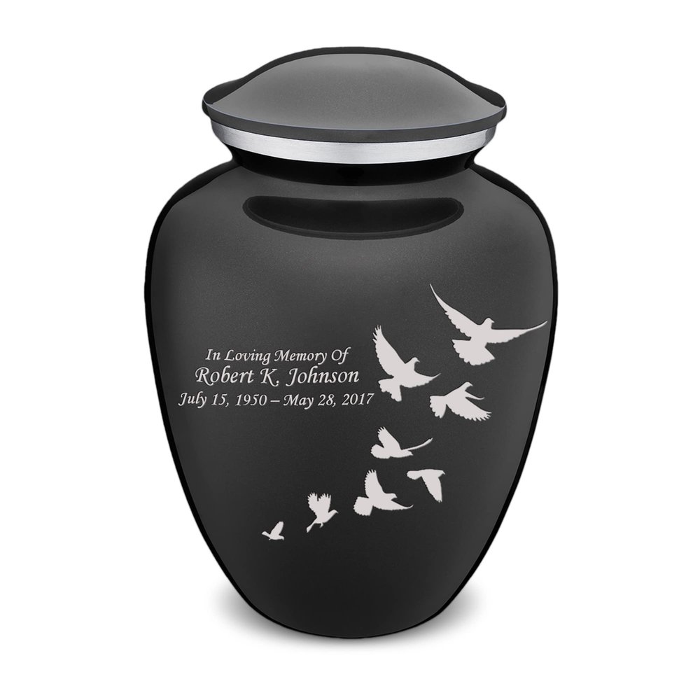 Geturns Embrace Adult Personalized Doves Cremation Urns for Human Ashes I Large Charcoal Funeral Urn for Men and Women I 200 lbs