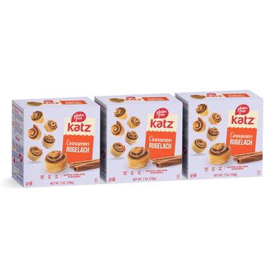 Katz Gluten Free Cinnamon Rugelach Mini Glazed Cinnamon Buns | Gluten Free, Dairy Free, Soy Free, Nut Free | Kosher (3 Pack of 8 Rugelach, 7 Ounce)