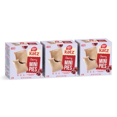 Katz Gluten Free Cherry Mini Pies | Dairy Free, Nut Free, Soy Free, Gluten Free | Kosher (3 Packs of 4 Mini Pies, 5.5 Ounce Each)