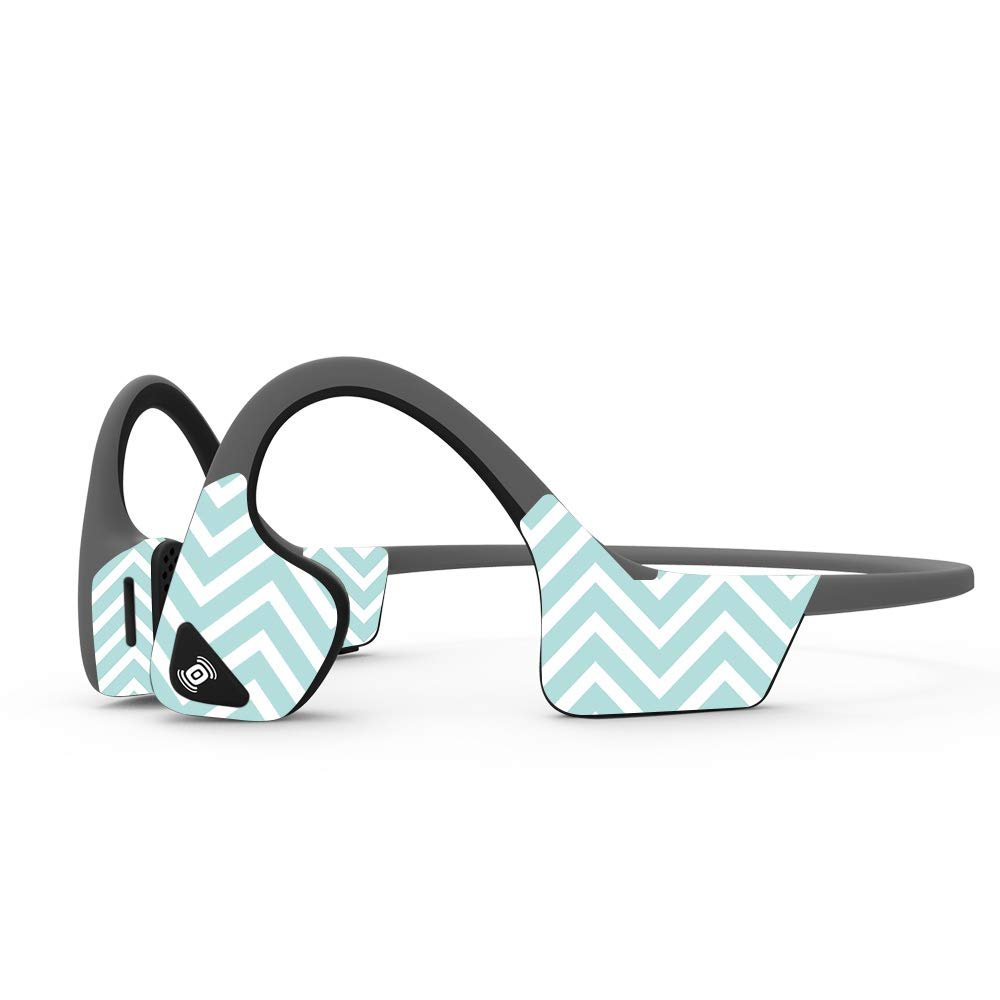 MightySkins Skin Compatible with Aftershokz Trekz Air Wireless - Aqua Chevron | Protective, Durable, and Unique Vinyl Decal Wrap Cover | Easy to Apply, Remove, and Change Styles | Made in The USA