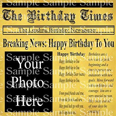 6" Round - Breaking Newspaper Birthday - D24309 - 2D Edible Cake/Cupcake Party Topper - D24309