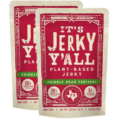 It's Jerky Y'all Vegan Jerky TERIYAKI - Beyond Tender and Tasty Meatless Vegan Snacks - High Protein, Low Carb, Non-GMO, Gluten-Free, Vegetarian, Whole30 (2-Pack)