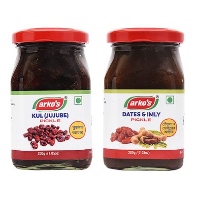 ARKOS Homemade Combo Pickle Kul(jujube) and Dates Imli, 200gm 200gm
