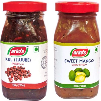ARKOS Homemade Combo Pickle Kul(jujube) and Sweet Mango, 200gm 200gm