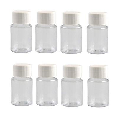 12PCS 30ML 1OZ Transparent Empty Plastic Bottles with White Screw Cap Solid Powder Capsules Pill Tablet Holder Storage Box Refillable Portable Durable Container Jar Pot for Travel Daily Life