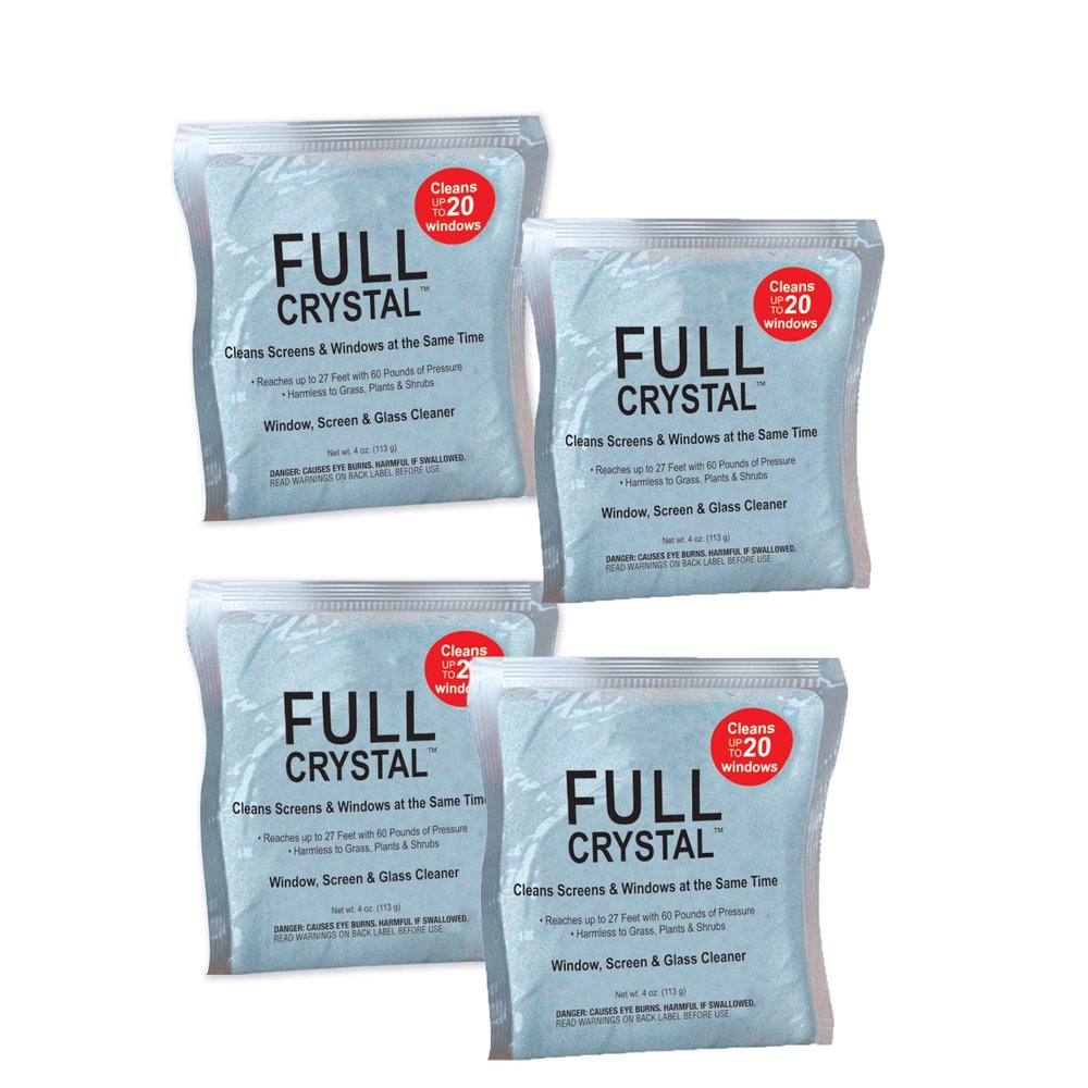 Full Crystal Refill Kit  1 lb Crystal Powder Exterior Window Cleaner for Glass and Screens, Equivalent to 4 oz Bags Making Up to 640 fl oz Each, Cleans Up to 80 Windows