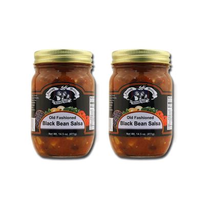 Amish Wedding Kettle Cooked Salsa, Thick and Chunky Pack of 2 14.5 ounce Jars, Black Bean