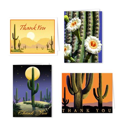 Stonehouse Collection | Saguaro Cactus Western Thank You Note Card | 12 Boxed Cards & Envelopes | Desert Cactus Note Cards
