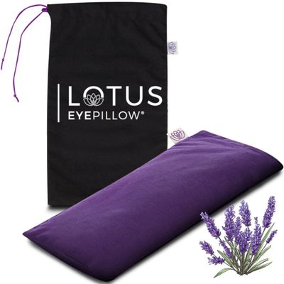 Lotus Weighted Lavender Eye Pillow  Purple Eye Mask for Sleep & Meditation  Aromatherapy Yoga Pillow with Flaxseed  Hot or Cold Compress for Headache & Eye Relief