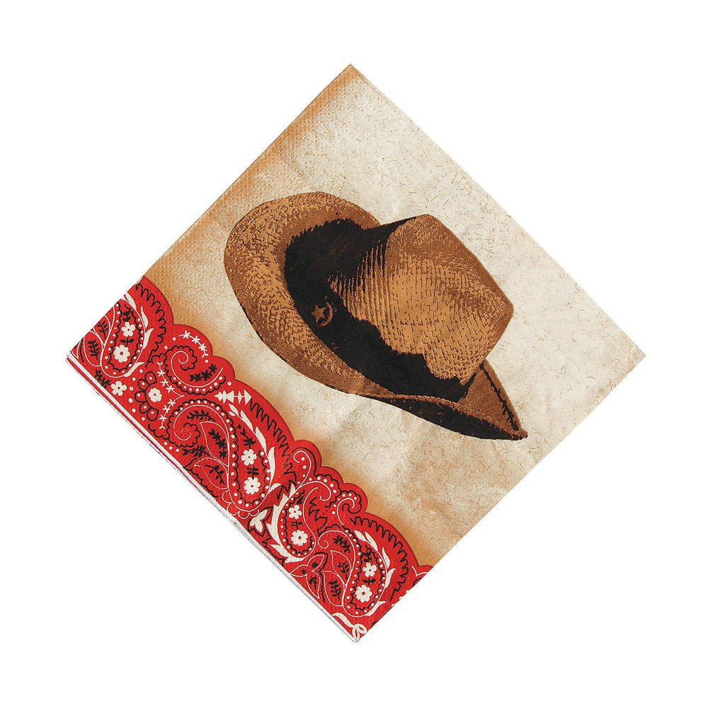 Fun Express Western Lunch Napkins for Party - Party Supplies - Print Tableware - Print Napkins - 16 Pieces - Multicolor