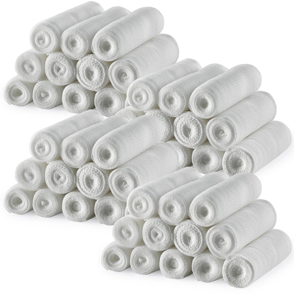 MEDca Gauze Bandage Rolls - 48 Pack, 4 in x 4.1 Yards, Medical Grade Gauze and Stretch Bandage for Wound Dressing and First Aid Kit