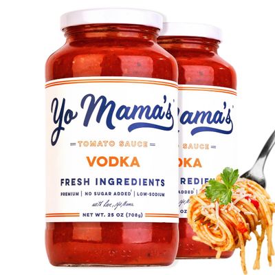 Yo Mama's Foods Keto Vodka Pasta Sauce - Pack of (2) - No Sugar Added, Low Carb, Low Sodium, Gluten Free, Paleo Friendly, and Made with Whole, Non-GMO Tomatoes