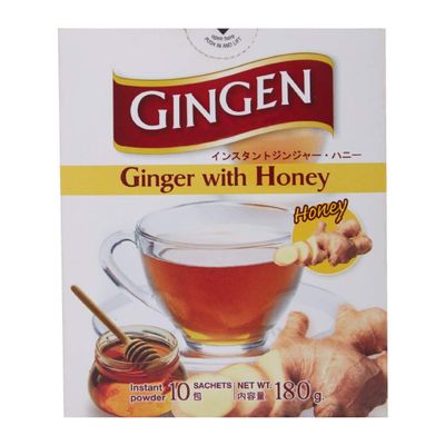 GINGEN Instant Ginger Tea with Honey, Herbal Drink, Natural Formula (10 Sachets)