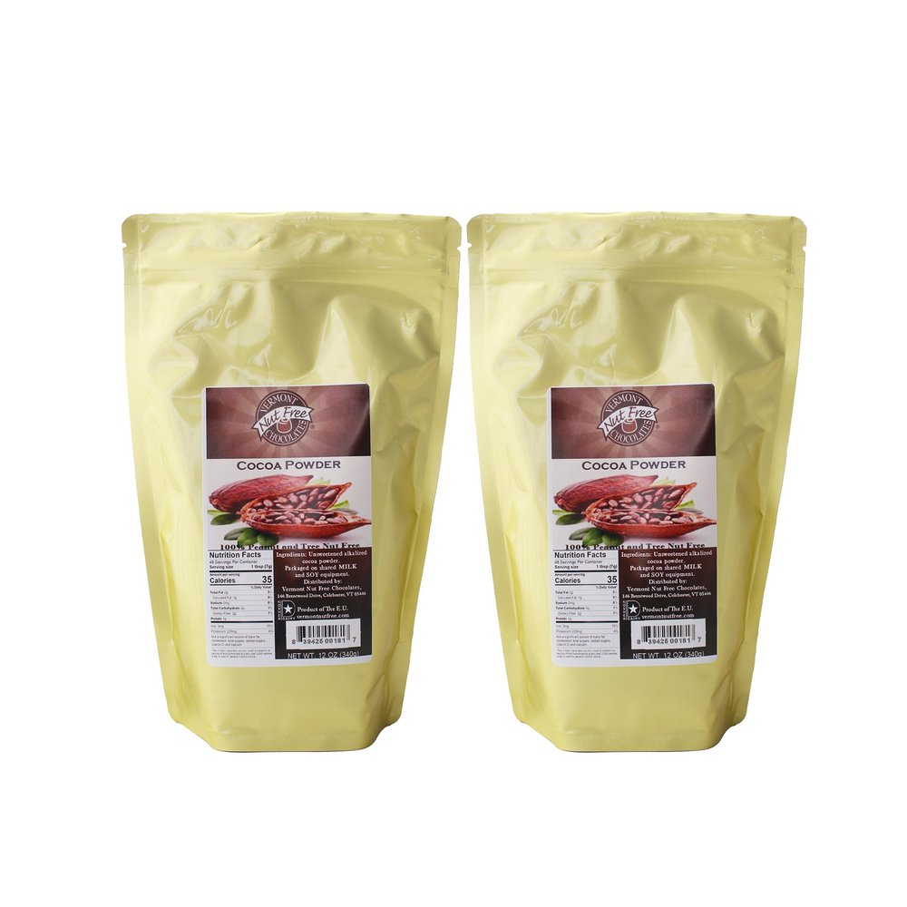 Vermont Nut Free Chocolates Baking Cocoa Powder 12 Ounces, 2 Bags, Nut-free, Egg-free, Kosher