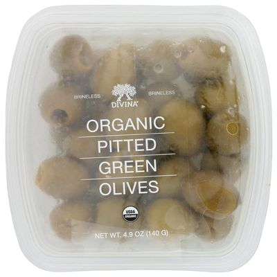 Divina Organic Pitted Green Olives, 4.9 Ounces (Pack Of 6)