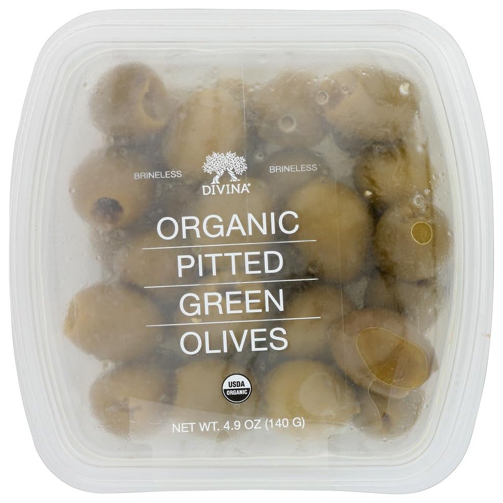 Divina Organic Pitted Green Olives, 4.9 Ounces (Pack Of 6)