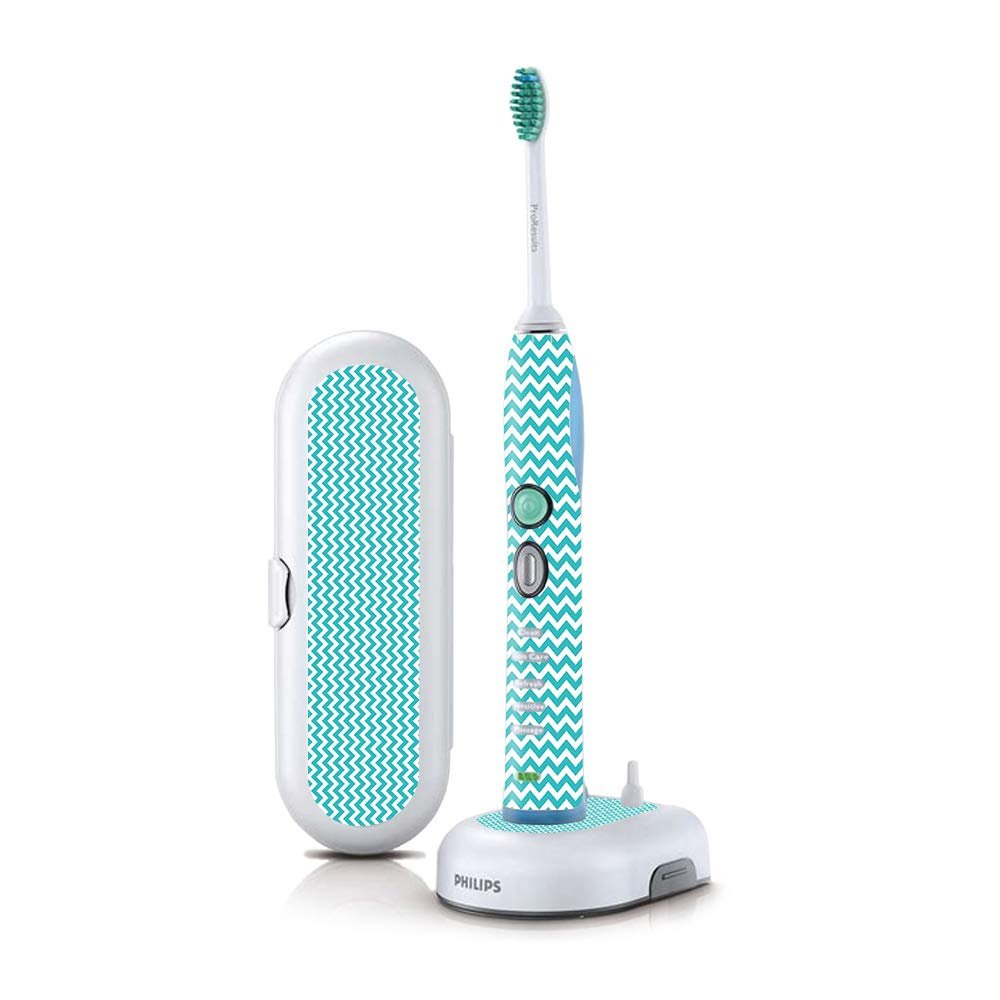MightySkins Skin Compatible with Philips Sonicare 7 Series FlexCare+ Rechargeable - Turquoise Chevron | Protective, Durable, and Unique Vinyl Cover | Easy to Apply and Change Styles | Made in The USA