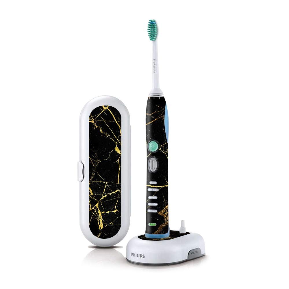MightySkins Skin Compatible with Philips Sonicare 7 Series FlexCare+ Rechargeable - Black Gold Marble | Protective, Durable, and Unique Vinyl Cover | Easy to Apply and Change Styles | Made in The USA