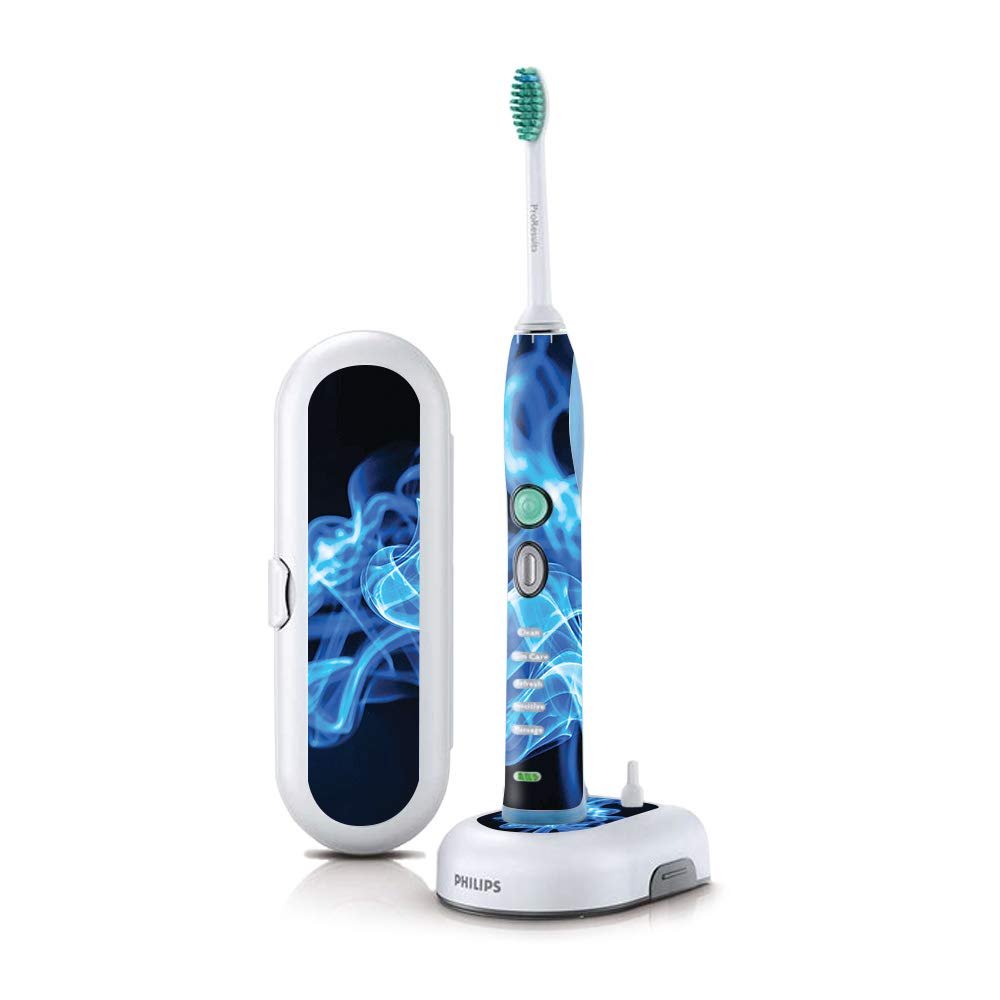 MightySkins Skin Compatible with Philips Sonicare 7 Series FlexCare+ Rechargeable - Blue Flames | Protective, Durable, and Unique Vinyl Cover | Easy to Apply, Remove | Made in The USA