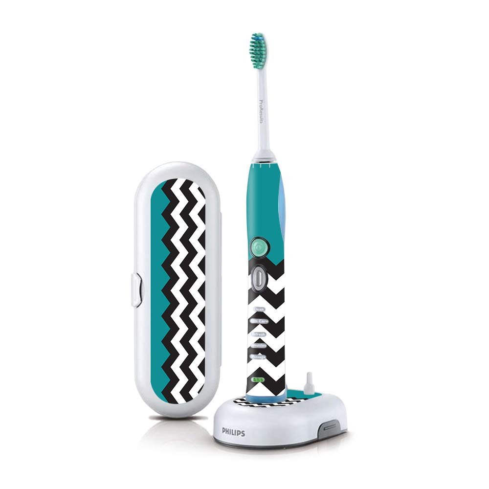 MightySkins Skin Compatible With Philips Sonicare 7 Series FlexCare+ Rechargeable - Teal Chevron | Protective, Durable, and Unique Vinyl cover | Easy To Apply, Remove | Made in the USA